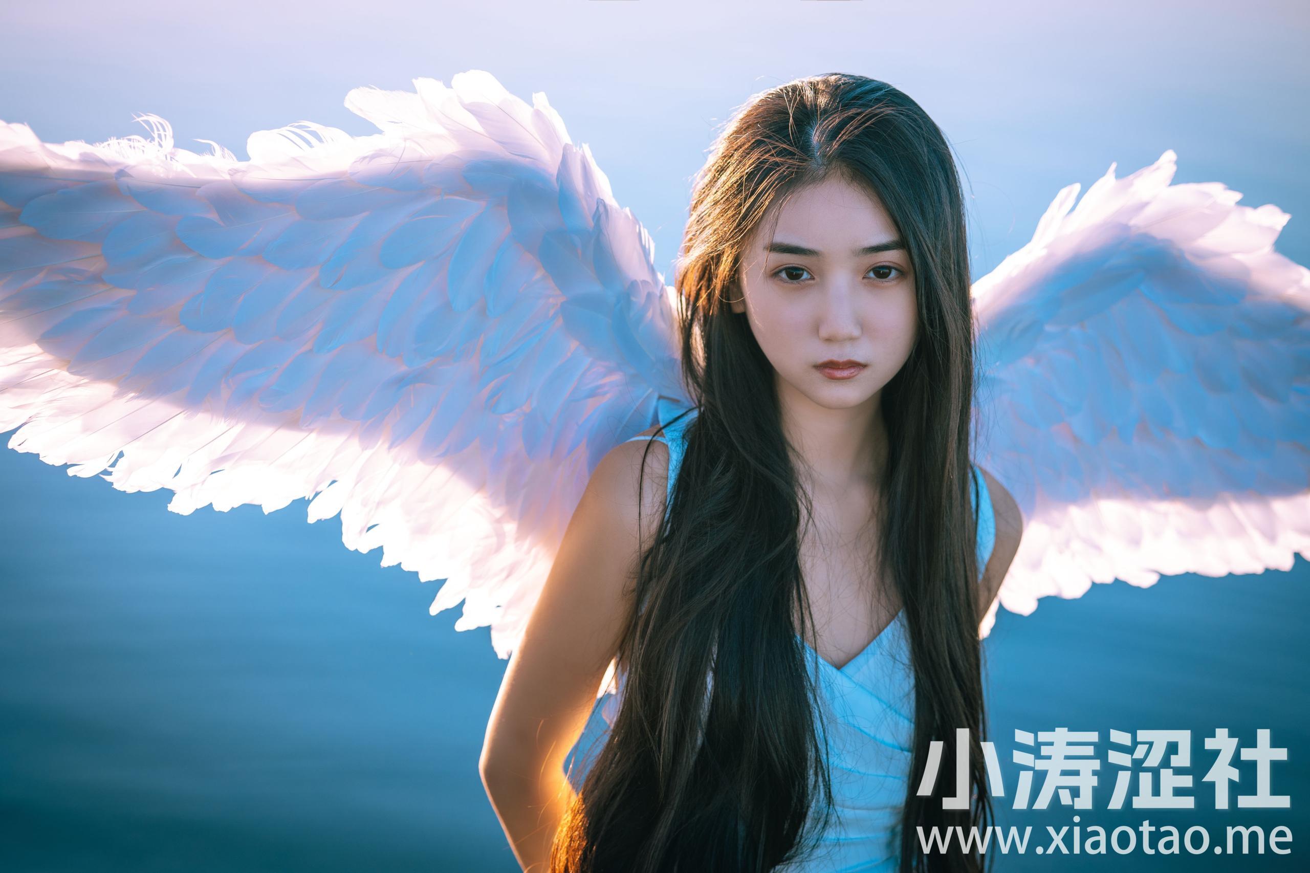海边日出 Cosplay 天使 少女 唯美意境 清纯