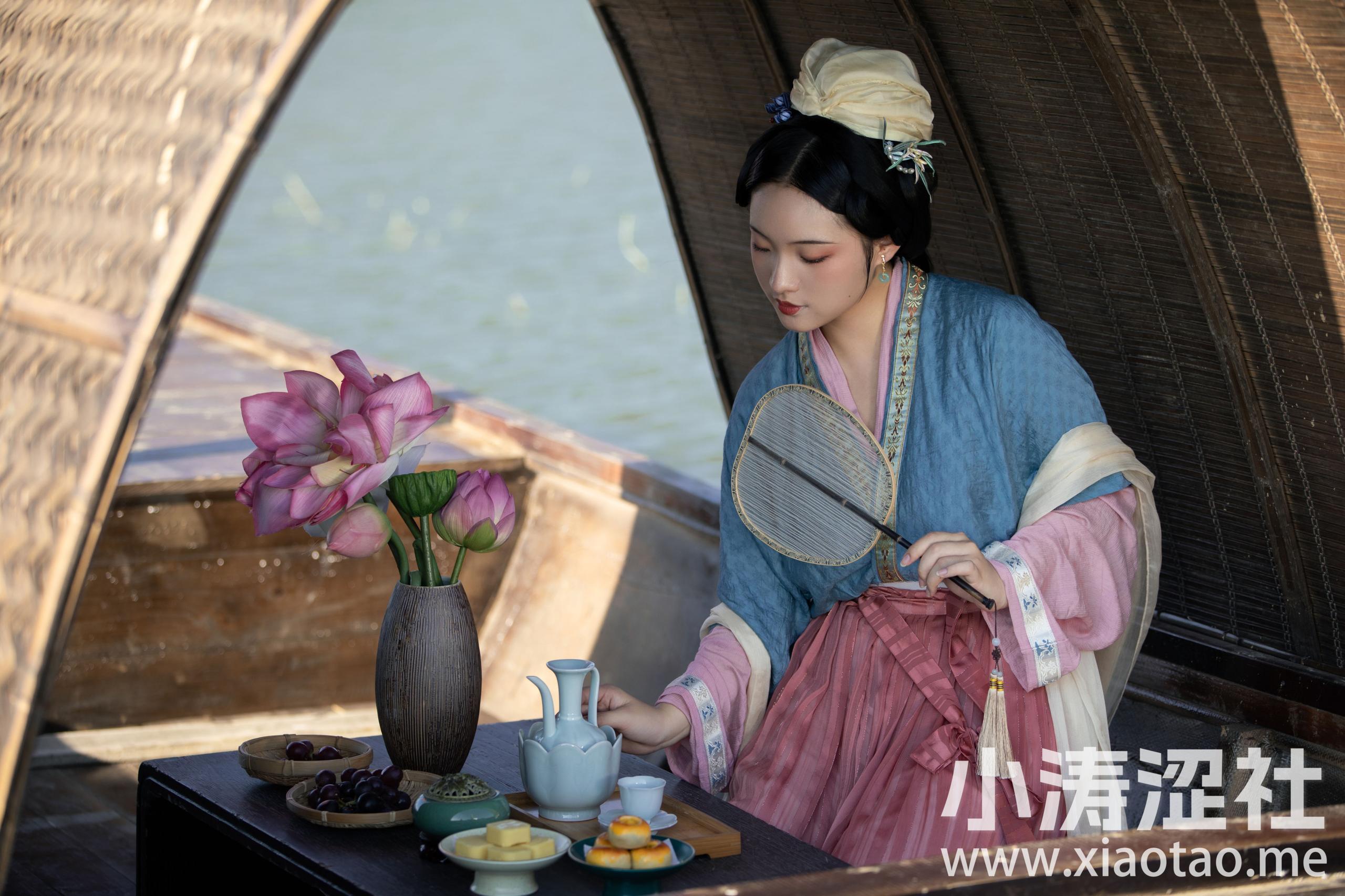 游湖 优美 古风 少女 美好