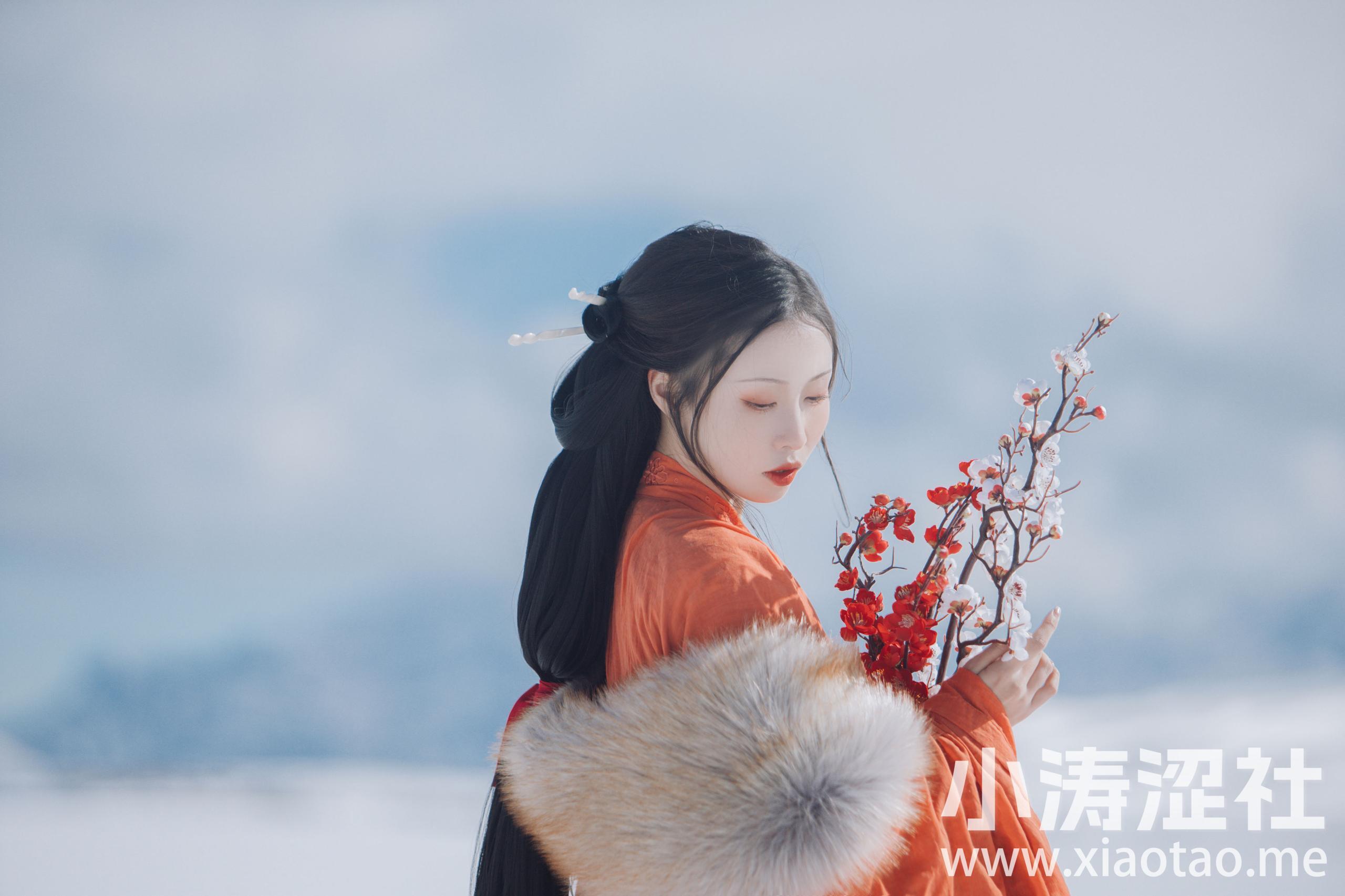 塞外雪 古风 冬天 雪景 古风红衣女子